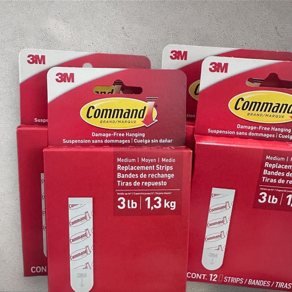 Command Foam Refill Strips (Medium 3lb) 12 Strips per pack x 4 Packs